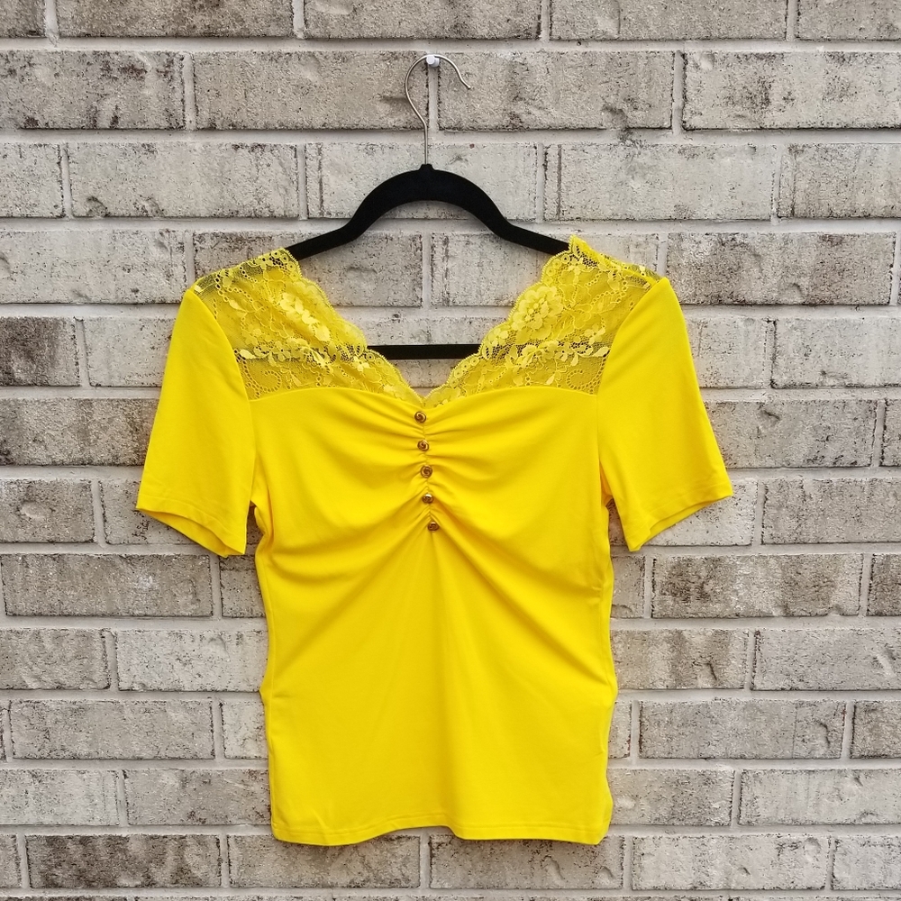 Bright Yellow Lace Tee